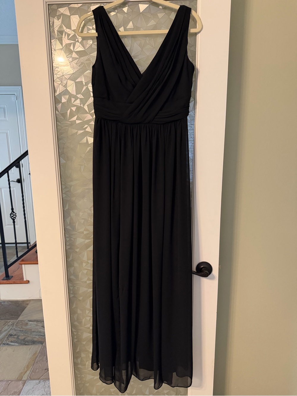 Dessy Collection Black V-Neck Sleeveless Maxi Dress